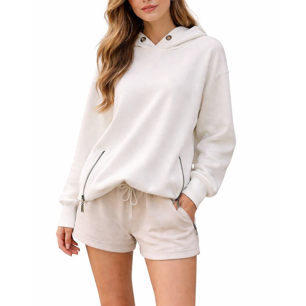 Fifteen Twenty French Terry Hooded Sweatshirt Pullover Hoodie Size XS Ivory